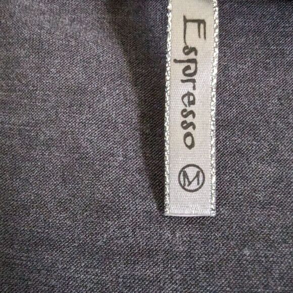 Cardigan M Ruched 3/4 Sleeve Vneck Front Gray Rayon Pockets 1 Button Casual - Picture 3 of 7